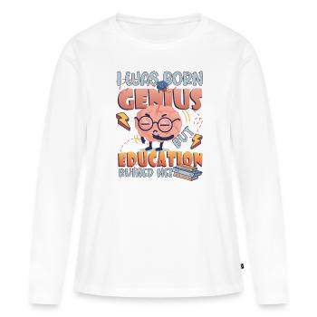 Je suis né génie - T-shirt manches longues Premium bio Femme - blanc - Devant - Julia (174cm)