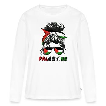 Palestine Palestinian Flag Girls Palestinian Girl - Women's Premium Organic Long Sleeve Shirt - white - Front - Julia (174cm)