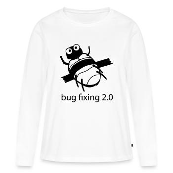 bug fixing einfarbig - Frauen Premium Bio Langarmshirt - Weiß - Vorne - Julia (174cm)