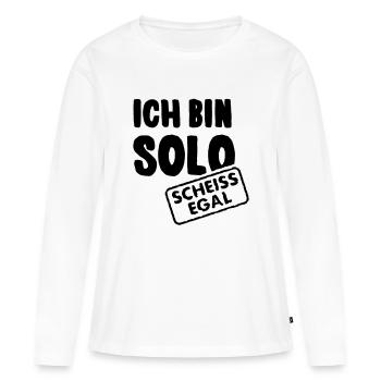 Je suis en solo - merde - T-shirt manches longues Premium bio Femme - blanc - Devant - Julia (174cm)