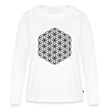 Fleur de la vie - Hexagon - T-shirt manches longues Premium bio Femme - blanc - Devant - Julia (174cm)