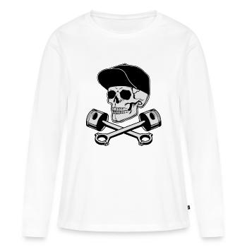 SKULL AND PISTONS - Women's Premium Organic Long Sleeve Shirt - white - Front - Julia (174cm)
