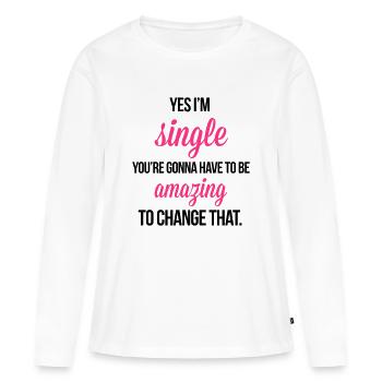 Single - T-shirt manches longues Premium bio Femme - blanc - Devant - Julia (174cm)