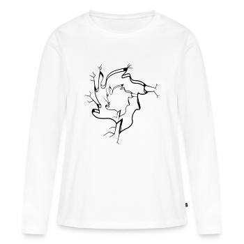 Trou deux trous larmes - T-shirt manches longues Premium bio Femme - blanc - Devant - Julia (174cm)