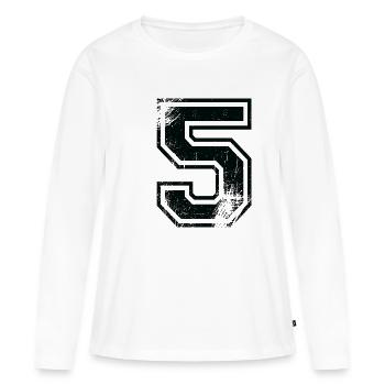 Numero 5 Équipe Foot baseball basket université - T-shirt manches longues Premium bio Femme - blanc - Devant - Julia (174cm)