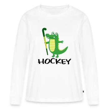 feldhockey hockey hockey hockey-croco - T-shirt manches longues Premium bio Femme - blanc - Devant - Julia (174cm)