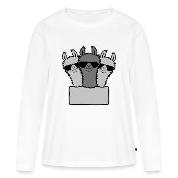 L’équipe de Empty Shield Lama - T-shirt manches longues Premium bio Femme - blanc - Devant - Julia (174cm)