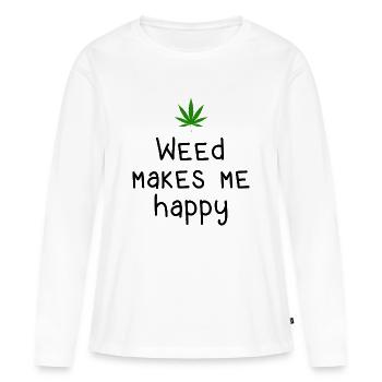 l’herbe me rend heureux cannabis marijuana - T-shirt manches longues Premium bio Femme - blanc - Devant - Julia (174cm)