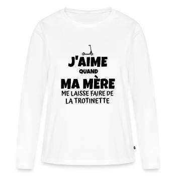 j aime ma mère / humour trottinette - T-shirt manches longues Premium bio Femme - blanc - Devant - Julia (174cm)