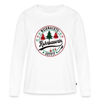 Rohrbauerin Weihnachten Rohrbau XMAS Meisterin - Frauen Premium Bio Langarmshirt - Weiß - Vorne - Julia (174cm)