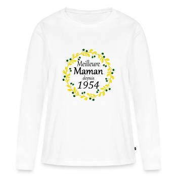 Meilleure Maman depuis 1954 - T-shirt manches longues Premium bio Femme - blanc - Devant - Julia (174cm)