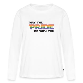 Mois de la fierté LGBT - Que la fierté soit avec vous - T-shirt manches longues Premium bio Femme - blanc - Devant - Julia (174cm)