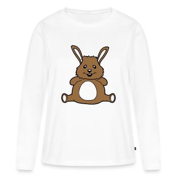 Lapin Potelé Gras Gras Rond En Surpoids Affamé - T-shirt manches longues Premium bio Femme - blanc - Devant - Julia (174cm)