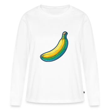 Banane contrasté - T-shirt manches longues Premium bio Femme - blanc - Devant - Julia (174cm)