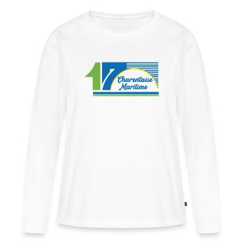 Charentaise Maritime - T-shirt manches longues Premium bio Femme - blanc - Devant - Julia (174cm)