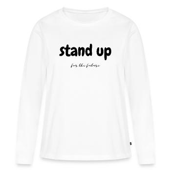 Debout pour l’avenir - T-shirt manches longues Premium bio Femme - blanc - Devant - Julia (174cm)