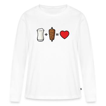 Ayran + Döner = Love - Frauen Premium Bio Langarmshirt - Weiß - Vorne - Julia (174cm)
