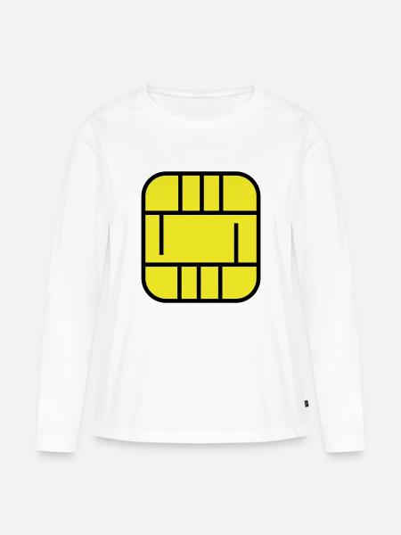 Mikrochip - Frauen Premium Bio Langarmshirt - Weiß