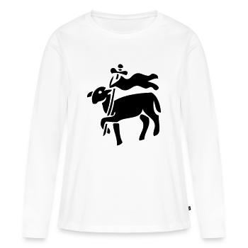 moutons - T-shirt manches longues Premium bio Femme - blanc - Devant - Julia (174cm)