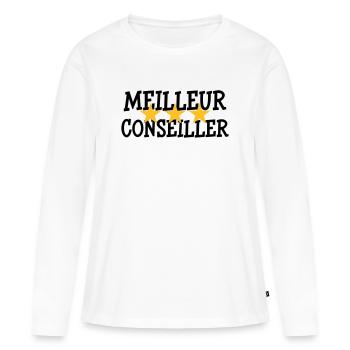 Meilleur Conseiller - T-shirt manches longues Premium bio Femme - blanc - Devant - Julia (174cm)