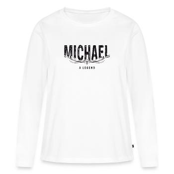 MICHAEL UNE LÉGENDE - T-shirt manches longues Premium bio Femme - blanc - Devant - Julia (174cm)