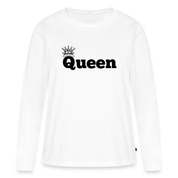 Reine avec couronne - T-shirt manches longues Premium bio Femme - blanc - Devant - Julia (174cm)