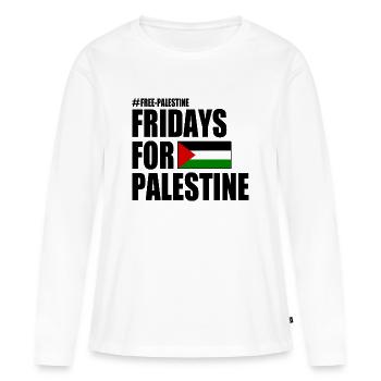 Free palestine fridays for palestine - T-shirt manches longues Premium bio Femme - blanc - Devant - Julia (174cm)