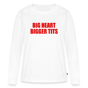 big heart bigger tits - T-shirt manches longues Premium bio Femme - blanc - Devant - Julia (174cm)