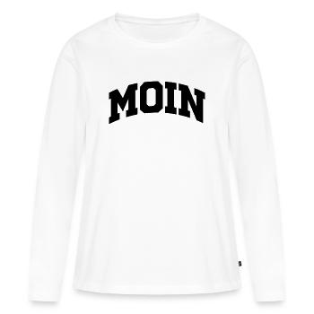 MOIN – Norddeutsch im College-Style - Frauen Premium Bio Langarmshirt - Weiß - Vorne - Julia (174cm)