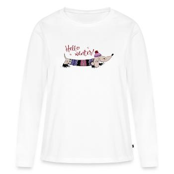 Bonjour l’hiver - T-shirt manches longues Premium bio Femme - blanc - Devant - Julia (174cm)