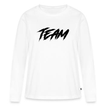 Équipe - T-shirt manches longues Premium bio Femme - blanc - Devant - Julia (174cm)
