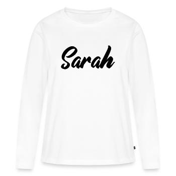 sarah_name - Vrouwen Premium Bio shirt met lange mouwen - wit - Voor - Julia (174cm)