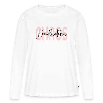 Maman Coordinateur du Chaos - T-shirt manches longues Premium bio Femme - blanc - Devant - Julia (174cm)