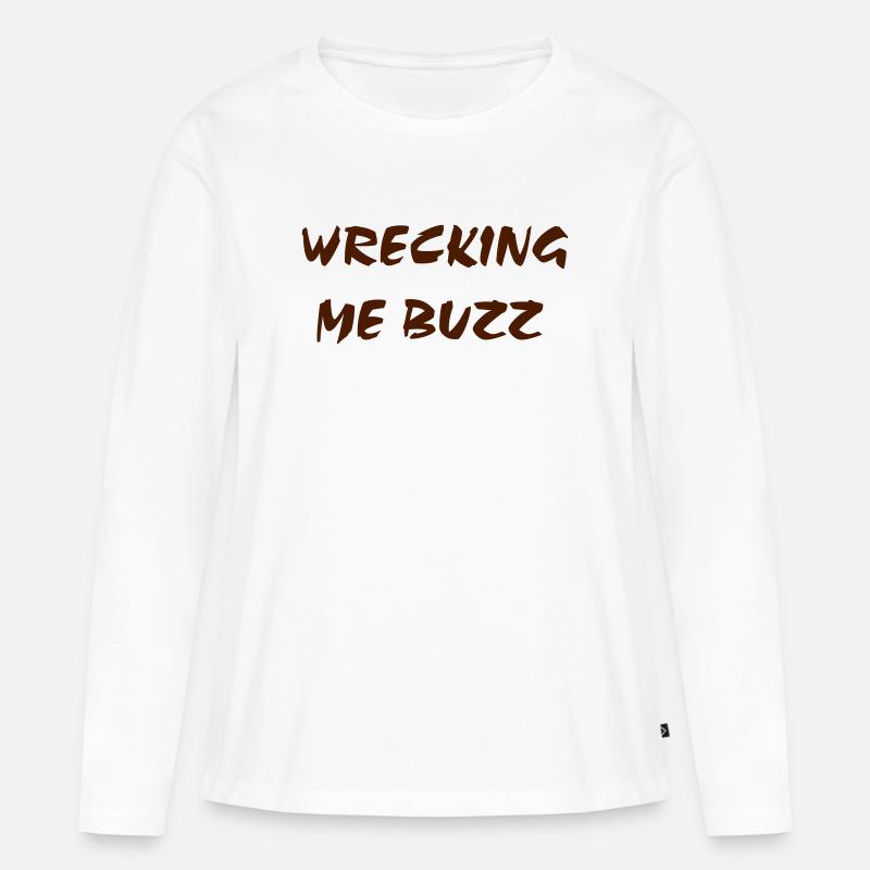 Ich zerstöre mich, Buzz - Frauen Premium Bio Langarmshirt - Weiß