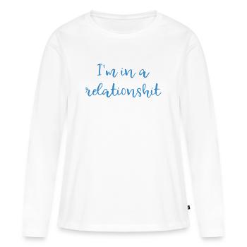 Je suis dans un problème relationnel - T-shirt manches longues Premium bio Femme - blanc - Devant - Julia (174cm)