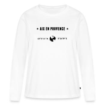 Aix En Provence Coordonnées Globe - T-shirt manches longues Premium bio Femme - blanc - Devant - Julia (174cm)