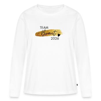 Braut Gold Herz Hochzeit JGA Team Bride Geschenk - Frauen Premium Bio Langarmshirt - Weiß - Vorne - Julia (174cm)