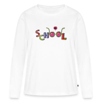 Hello School - Frauen Premium Bio Langarmshirt - Weiß - Vorne - Julia (174cm)
