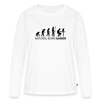 évolution naturelle née gamer - T-shirt manches longues Premium bio Femme - blanc - Devant - Julia (174cm)
