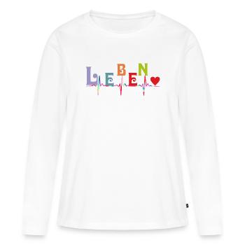 La courbe du coeur VIE - T-shirt manches longues Premium bio Femme - blanc - Devant - Julia (174cm)