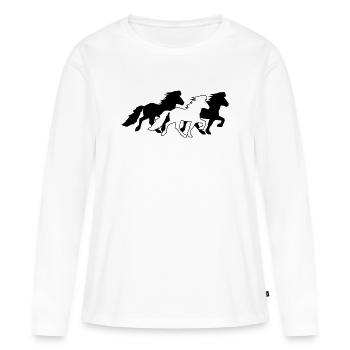 3 edle Islandpferde im Tölt  - Frauen Premium Bio Langarmshirt - Weiß - Vorne - Julia (174cm)