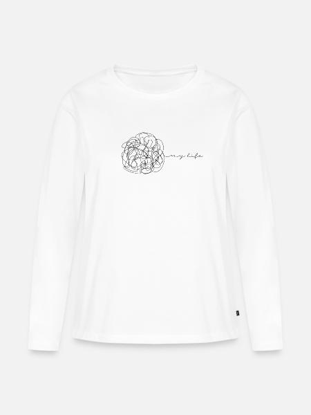 Mein Leben - Frauen Premium Bio Langarmshirt - Weiß