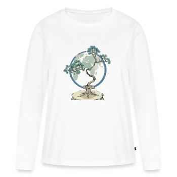 Mère Nature - L’arbre de la terre (Environnement et nature) - T-shirt manches longues Premium bio Femme - blanc - Devant - Julia (174cm)