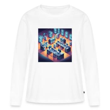 Salle des serveurs - T-shirt manches longues Premium bio Femme - blanc - Devant - Julia (174cm)