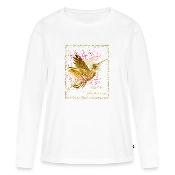 Vogel. Respekt. - Frauen Premium Bio Langarmshirt - Weiß - Vorne - Julia (174cm)