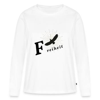 Freiheit - Frauen Premium Bio Langarmshirt - Weiß - Vorne - Julia (174cm)