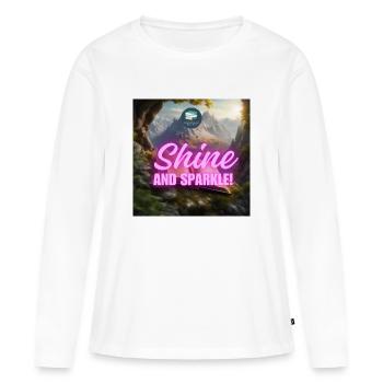 Éclat et éclat émeraude - T-shirt manches longues Premium bio Femme - blanc - Devant - Julia (174cm)