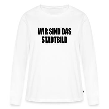 wir sind das stadtbild - Frauen Premium Bio Langarmshirt - Weiß - Vorne - Julia (174cm)