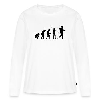 Evolution Wandern Frau - Frauen Premium Bio Langarmshirt - Weiß - Vorne - Julia (174cm)