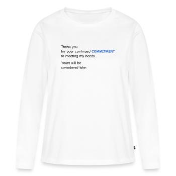 Baby Performance Review - Commitment - Women's Premium Organic Long Sleeve Shirt - white - Front - Julia (174cm)
